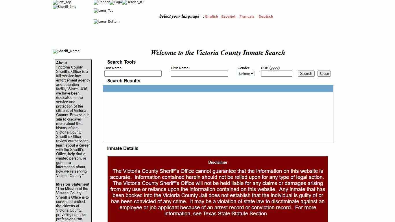 :: Victoria County :: Inmate Locator