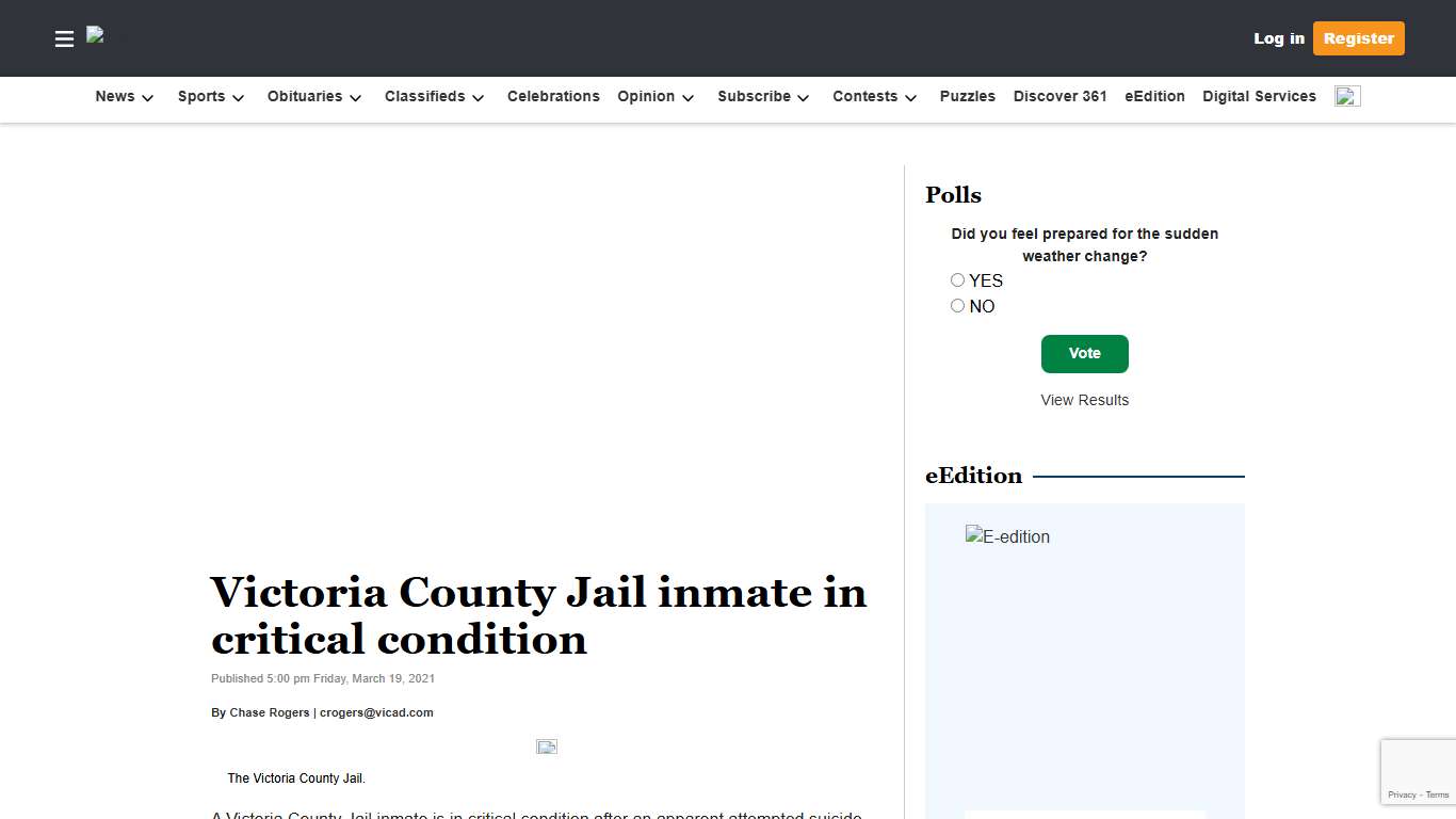 Victoria County Jail inmate in critical condition | The Victoria Advocate