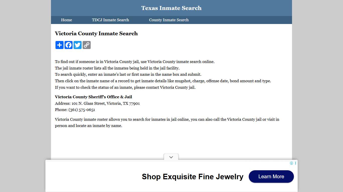 Victoria County Inmate Search